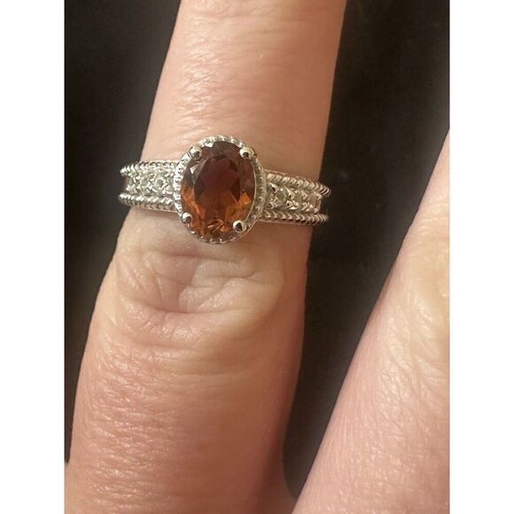 925 Sterling Silver Santa Ana Madeira Citrine & Zircon Ring Sz 7 1.3 Cttw - Picture 1 of 4